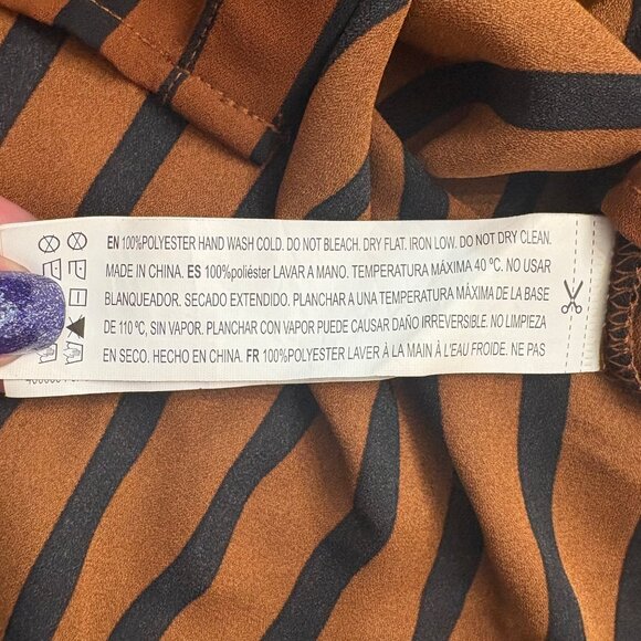 Forever 21 Contemporary Midi Striped Long-Sleeve Shirt Dress W/Belt XS - Picture 6 of 10